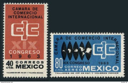 Mexico 933, C271, MNH. Mi 1133-1134. 19th Chamber Of Commerce Congress, 1963. - México