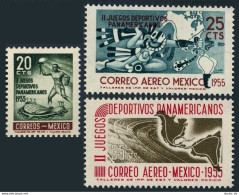 Mexico 890,C227-C228,MNH.Mi 1046-1047. Pan American Games,1955.Aztec God,Stadium - Mexico