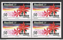 Mexico 1159 Block/4, MNH. Michel 1565. Christmas 1977. Poinsettia. - Mexique