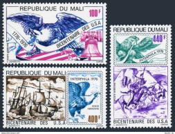 Mali C277-C279, MNH. Mi 532-534. American Bicentennial, 1976, Eagle, Bell, Flag. - Malí (1959-...)