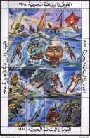 Libya 1164 Ap Sheet, MNH. Mi 1138-1153. Windsurfing, Craft, Scuba Diving,Fishing - Libye