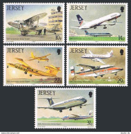 Jersey 418-422, MNH. Michel 400-404. Jersey Airport, 50th Ann. 1987. Planes. - Jersey