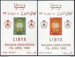 Libya 218-219 A,B,218a,219a,MNH.Michel 118-119 A,B,Bl.2-3. WHO Against Malaria. - Libya