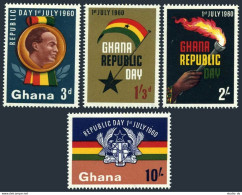 Ghana 78-81,81a, MNH. Mi 80-83, Bl.2. Republic Day, 1960. President Nkrumah. - Prematasellado
