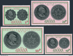 Ghana 212-215, MNH. Michel 220-223. Decimal Currency System, 1965. Coins. - VorausGebrauchte