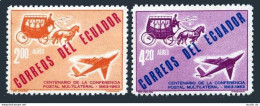 Ecuador C404-C405, MNH. Mi 1098-1099. Postal Conference, Paris, 1863. Stagecoach - Equateur