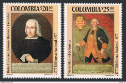 Colombia C651-C652, MNH. National Library-200, 1977. F.A.Moreno, M.de Guirior. - Colombia