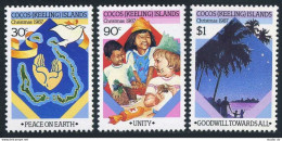 Cocos Isls 169-171,MNH.Michel 180-182. Christmas 1987.Peace Of Earth,Bird,Palm. - Islas Cocos (Keeling)