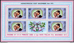 Antigua 323-324 Sheets,MNH. Mi 312-313. HONEYMOON VISIT, Princess Anne, Phillips - Antigua And Barbuda (1981-...)