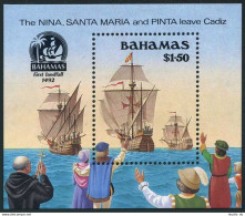 Bahamas 692, MNH. Mi 719 Bl.69. 1990. Discovery Of America-500. Columbus Fleet. - Bahama's (1973-...)