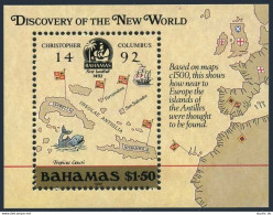 Bahamas 644, MNH. Mi 671 Bl.53. 1988. Discovery Of America 500th Ann, 1992. Map. - Bahamas (1973-...)