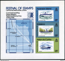 Ascension 214a Sheet,or Tristan 208a,MNH.Michel Bl.9. Stamp On Stamp,1976.Ship. - Ascensión
