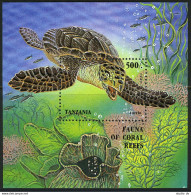 Tanzania 1411,MNH.Michel 2040 Bl.280. Fauna Of Coral Reefs 1995:Turtle. - Tansania (1964-...)
