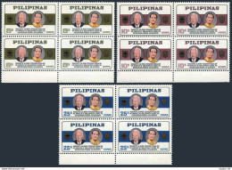 Philippines 919-921 Blocks/4,MNH. Heinrich Lubke,Germany,Macapagal,1965. - Filipinas