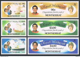 Montserrat 465-470, MNH. Mi 465-470. Charles,Diana Wedding,1981.Yacht Charlotte. - Montserrat