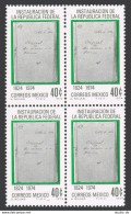 Mexico 1068 Block/4, MNH. Mi 1430. Federal Republic Of Mexico, 150th Ann. 1974. - México