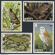 Jersey 507-510, MNH. Michel 480-483. WWF 1989. Butterfly, Frog, Lizard, Barn Owl - Jersey