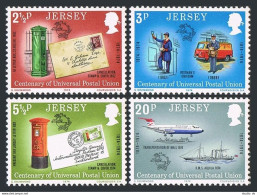 Jersey 99-102,MNH.Michel 99-102. UPU-100,1974.Leater Box,Jet,Steamer. - Jersey