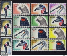 Guinea 263-74,C41-C43,MNH.Michel 149-163. Birds 1962.Crowned Crane,Parrot,Eagle. - Guinée (1958-...)