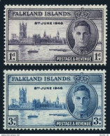 Falkland Islands 97-98, MNH. Michel 94-95. Peace Issue 1946. George VI, London. - Falkland Islands