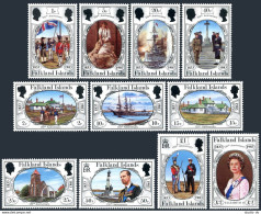 Falkland 360-370, MNH. Michel 363-373. British Occupation: History,  WW II, 1983 - Falkland Islands