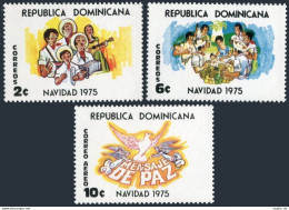 Dominican Rep 755-756, C236, MNH. Mi 1112-1114. Christmas 1975. Carolers, Dove. - Dominica (1978-...)