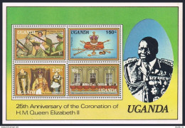 Uganda 218a Sheet, MNH. Michel Bl.14. QE II Coronation, 25th Ann, 1978. - Ouganda (1962-...)