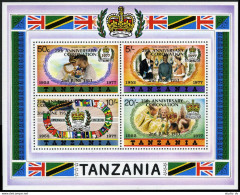 Tanzania 102a Large Letters, MNH. Mi Bl.12-I. Coronation Of QE II,25th Ann.1978. - Tanzania (1964-...)