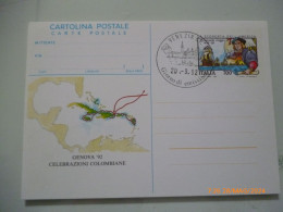 Cartolina Postale "GENOVA '92 CELEBRAZIONI COLOMBIANE" Annulli Filiatelici - 1991-00: Marcophilie