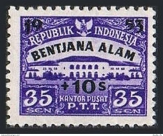 Indonesia B68, MNH. Michel 118. Surcharged National Disaster, 1953. - Indonesië