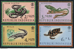 Indonesia B203-B206,MNH.Mi 558-561. Python,Bloodsucker,Crocodile,Turtle,1966. - Indonesia