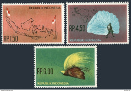 Indonesia 597-599,MNH.Michel 400-402. Flag,Map,Parachutist,Bird.1963. - Indonesien