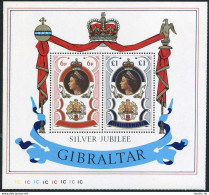 Gibraltar 339a Sheet, MNH. Mi Bl.3  Reign Of QE II, 25th Ann.1977. Arms-Dolphins - Gibraltar
