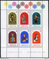 Gibraltar 325 Af Block, MNH. Michel 328-333. Christmas 1975. Child, Birds, Lamb, - Gibraltar