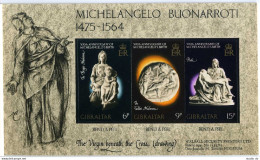 Gibraltar 326-328a Booklet, MNH. Mi 334B-336B. Sculptures By Michelangelo 1975. - Gibraltar