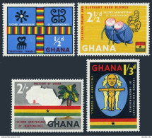 Ghana 42-45, MNH. Mi 42-45. Independence, 2nd Ann. 1959. Kente Cloth, Drums,Map, - Preobliterati