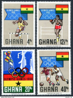 Ghana 340-343,343a Sheet, MNH. Mi 351-354, Bl.33. Olympics Mexico-1968. Soccer, - Voorafgestempeld