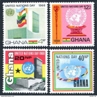 Ghana 344-347,347a, MNH. Michel 355-358, Bl.34. UN Day, 1968. Headquarters. - VorausGebrauchte