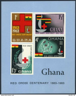Ghana 142a Sheet, MNH. Michel Bl.8. Red Cross Centenary, 1963. Globe. - Voorafgestempeld