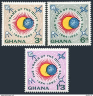 Ghana 164-166,166a, MNH. Michel 170-172, Bl.9. Quiet Sun Year IQSY-1964. Space. - VorausGebrauchte