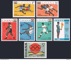 Ghana 179-185,185a,MNH.Michel 188-194,Bl.12. Olympics Tokyo-1964:Hurdling,Jump, - Precancels