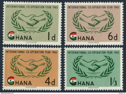 Ghana 200-203,203a, MNH. Michel 206-209, Bl.16. Cooperation Year ICY-1965. - Voorafgestempeld