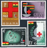 Ghana 139-142, 142a Sheet, MNH. Michel 145-148, Bl.8. Red Cross Centenary, 1963. - Prematasellado