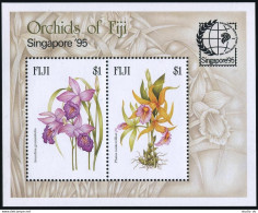 Fiji 740 Ab Sheet, MNH. Michel 739-740 Bl.16. SINGAPORE-1995. Orchids. - Fiji (1970-...)