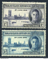 Falkland Depend 1L9-1L10, MNH. Mi 10-11. Peace Issue, 1946. George VI. London. - Falkland