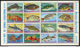 Equatorial Guinea Michel 688-703a Sheet,CTO. Fish,1975.  - Guinée (1958-...)