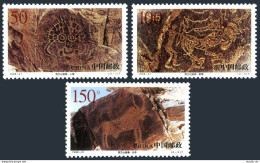 China PRC 2897-2899, MNH. Cliff Painting: Helan Mountains, 1998. Human Face, Ox. - Neufs