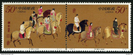 China PRC 2569-2570a Pair, MNH. Michel 2606-2607. Spring Outing, 1995. Riding Horses - Nuevos