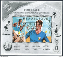 Chad C88B, MNH. Michel 308 Bl.8. Olympics Munich-1972 Overprinted Soccer Player. - Tchad (1960-...)