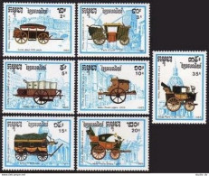 Cambodia 989-995,996,MNH.Michel 1067-1073,Bl.169. PHILEFRANCE-1989,Mail Coaches. - Camboya